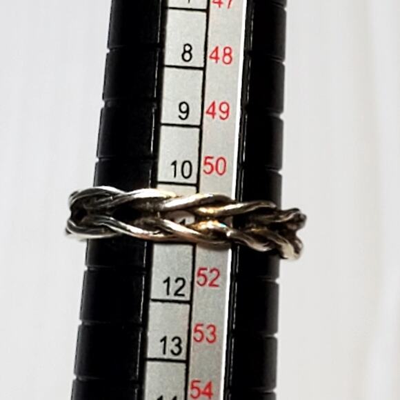 Silver Tone Braided Ring Minimalist Basic Sz 6 - Picture 1 of 5